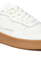 Women's white faux leather everyday sneakers with gum sole