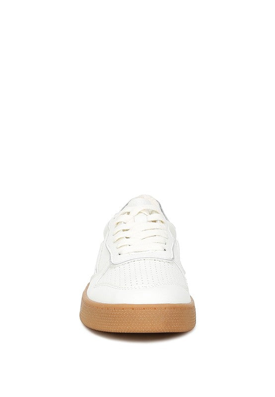 White faux leather everyday sneakers for casual wear