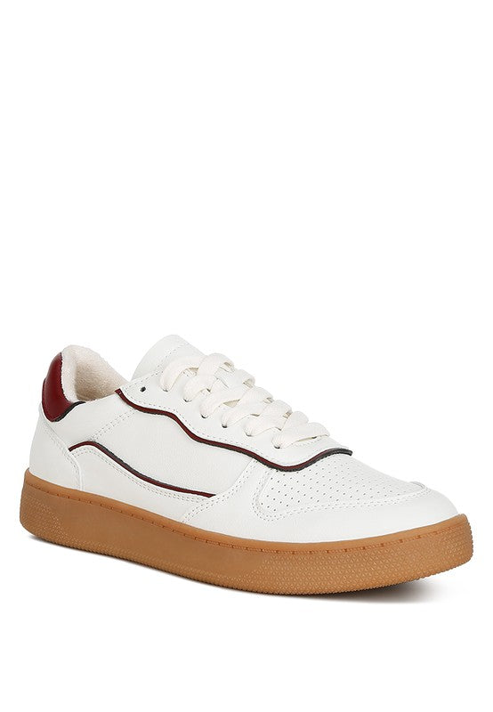 Women's white faux leather everyday sneakers for casual wear