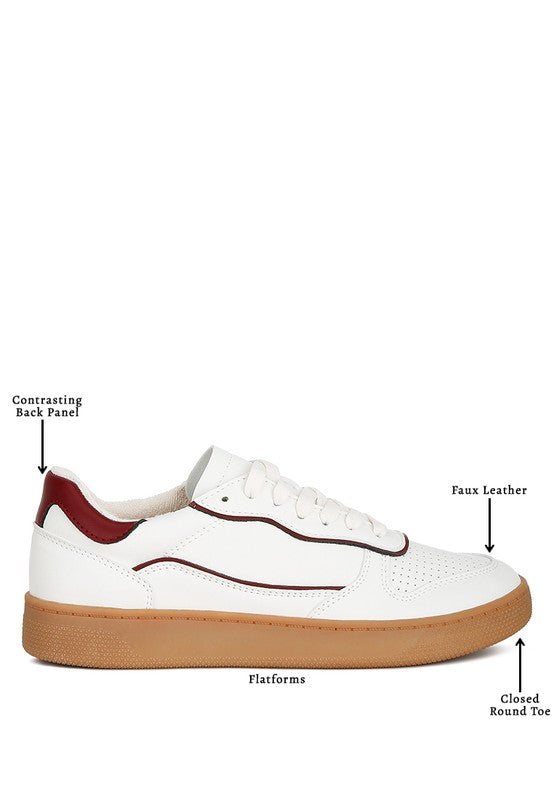 Women's faux leather everyday sneakers with contrasting back panel