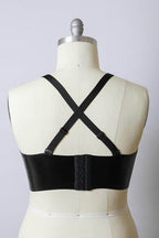 Faux Leather Longline Bralette Plus Size - VacationGrabs