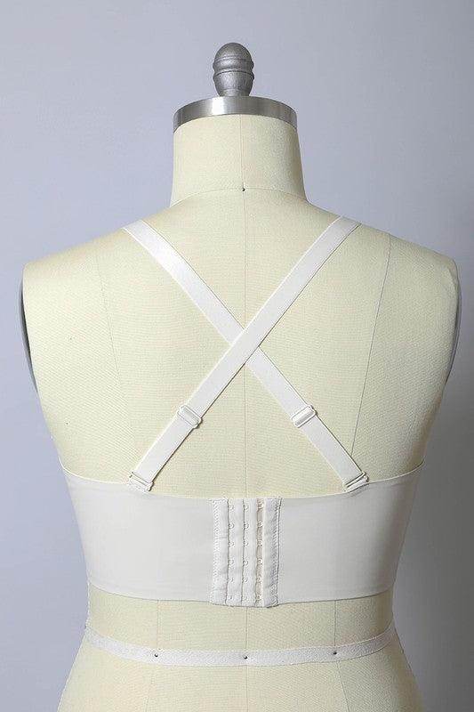 Faux Leather Longline Bralette Plus Size - VacationGrabs