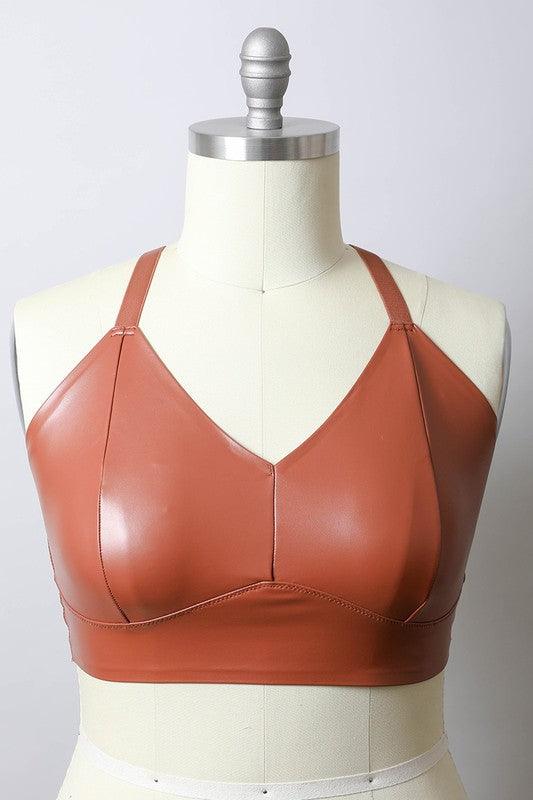 Women's Shirts - Bralettes Faux Leather Longline Bralette Plus Size