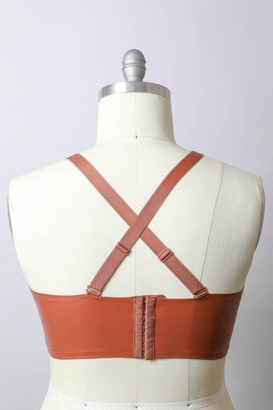 Faux Leather Longline Bralette Plus Size - VacationGrabs