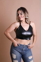 Women's Shirts - Bralettes Faux Leather Longline Bralette Plus Size