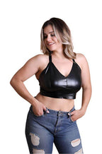 Faux Leather Longline Bralette Plus Size - VacationGrabs