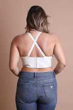 Faux Leather Longline Bralette Plus Size - VacationGrabs