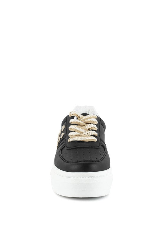 Women's faux leather pink sneakers, stylish casual wear