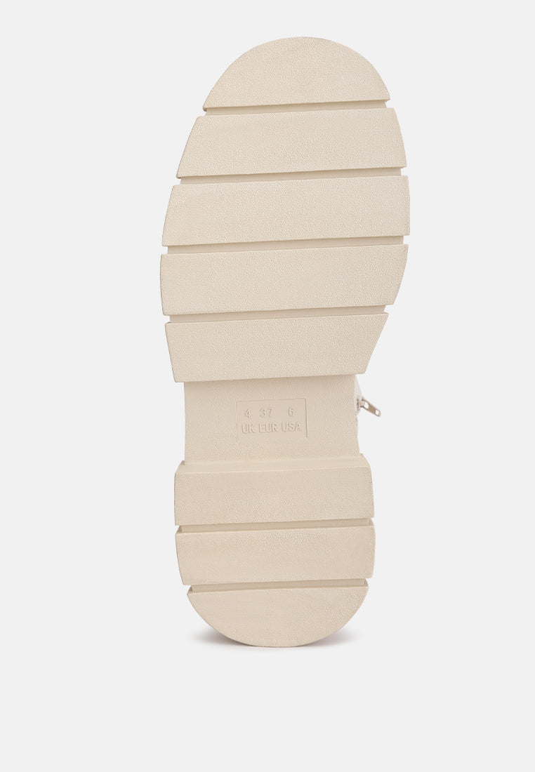 Sole of London Rag International faux leather platform knee boots with a stylish tread design