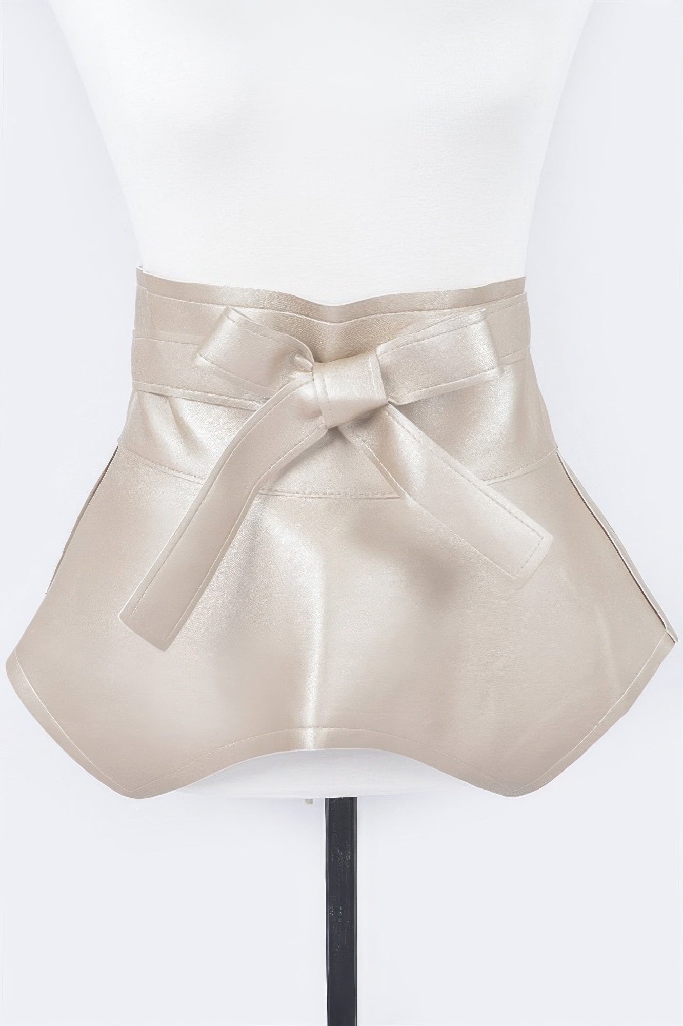 VacationGrabs faux leather skirt belt in metallic gold with a bow for stylish outfits