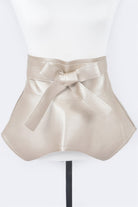 VacationGrabs faux leather skirt belt in metallic gold with a bow for stylish outfits
