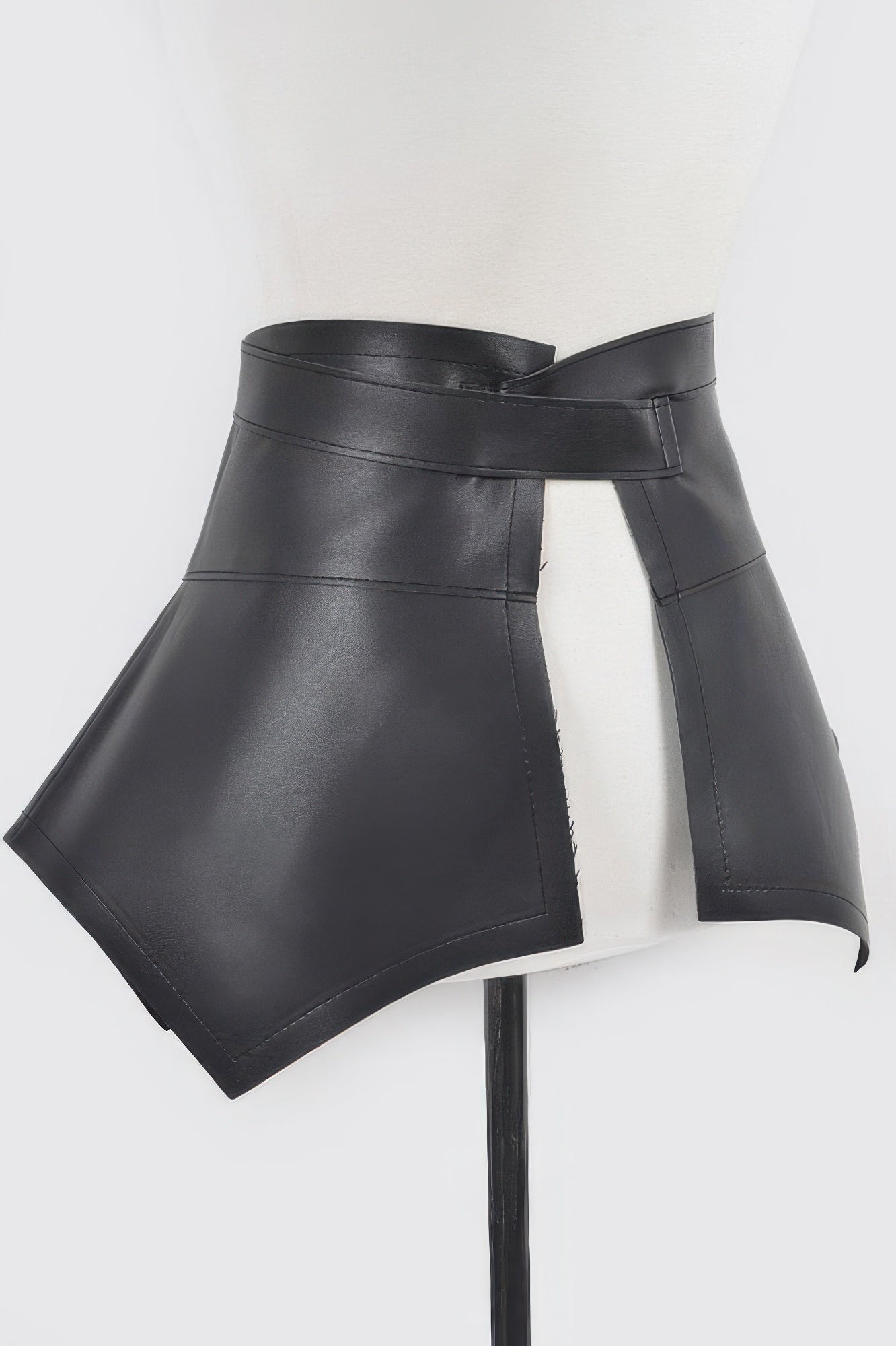 VacationGrabs faux leather skirt belt in black with a stylish wrap design for fashionable looks