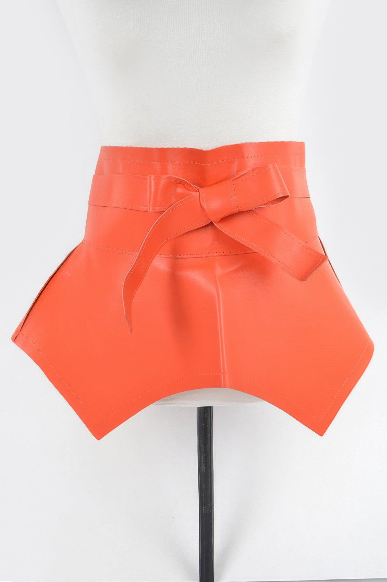 VacationGrabs faux leather skirt belt in vibrant orange with a stylish bow detail