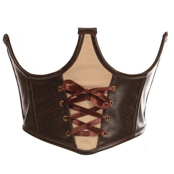 Women's Shirts Faux Leather Steel Boned Lace-Up Waist Cincher