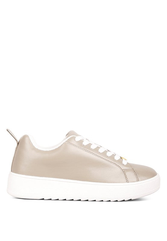 Women's faux leather white sneakers for casual everyday wear