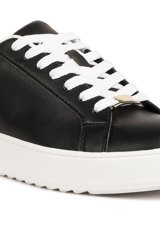 Women's faux leather white sneakers for casual wear