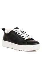 Women's black faux leather white sneakers for casual wear