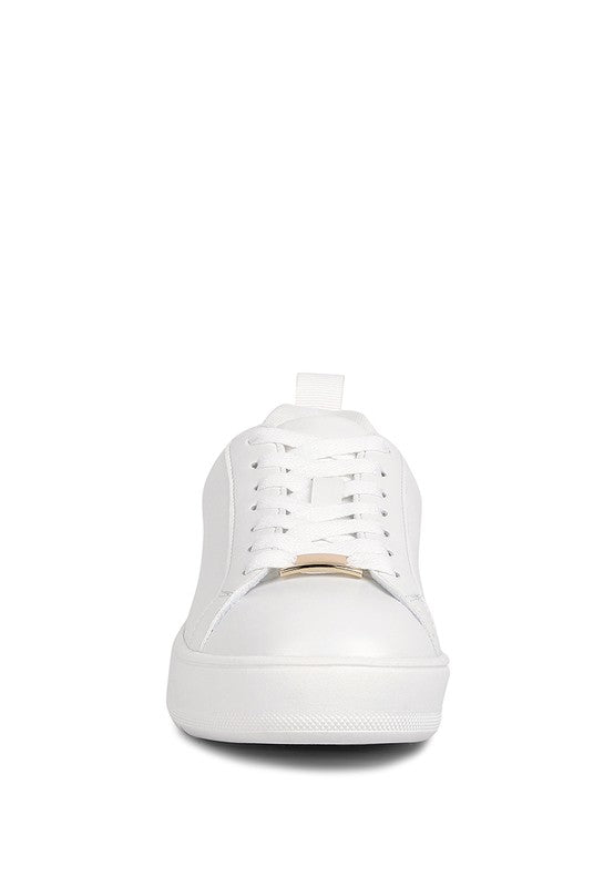 Women's faux leather white sneakers for casual every day wear