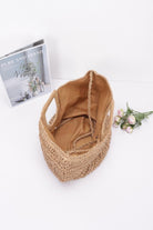 Faux straw handmade handle bag with spacious interior, perfect for everyday use or beach outings
