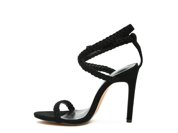 Women's black faux suede high heel sandals for stylish occasions