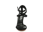 Women's black faux suede high heel sandals, stylish for any occasion