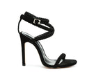 Rag Company faux suede high heel sandals in black for elegant occasions