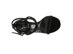 Women's black faux suede high heel sandals, elegant for evening outings