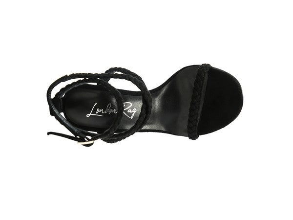 Women's black faux suede high heel sandals, elegant for evening outings