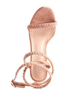 Women's faux suede high heel sandals in nude, perfect for casual outings