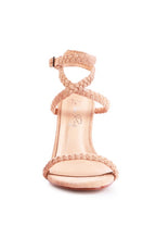 Women's faux suede high heel sandals in beige, perfect for elegant outings