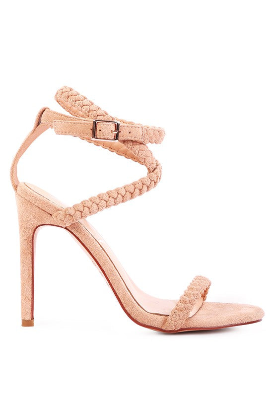Rag Company faux suede high heel sandals in nude color