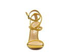 Women's yellow faux suede high heel sandals for stylish summer outings