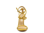 Women's yellow faux suede high heel sandals for stylish summer outings