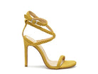 Women's yellow faux suede high heel sandals for stylish occasions