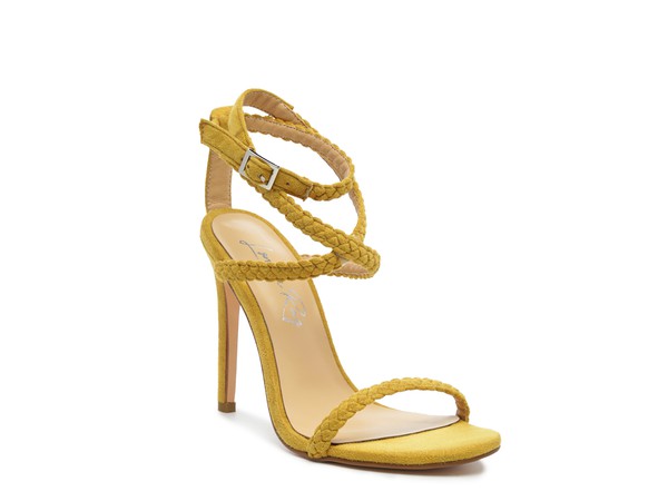 Women's yellow faux suede high heel sandals for stylish outings