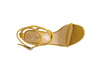 Women's faux suede high heel sandals in mustard yellow for stylish occasions