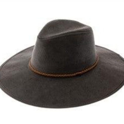 Women's Accessories - Hats Faux Suede Wide Brim Panama Hat With Braided Band