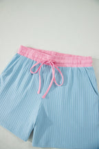 Colorblock Trim Ribbed Top & Shorts Set