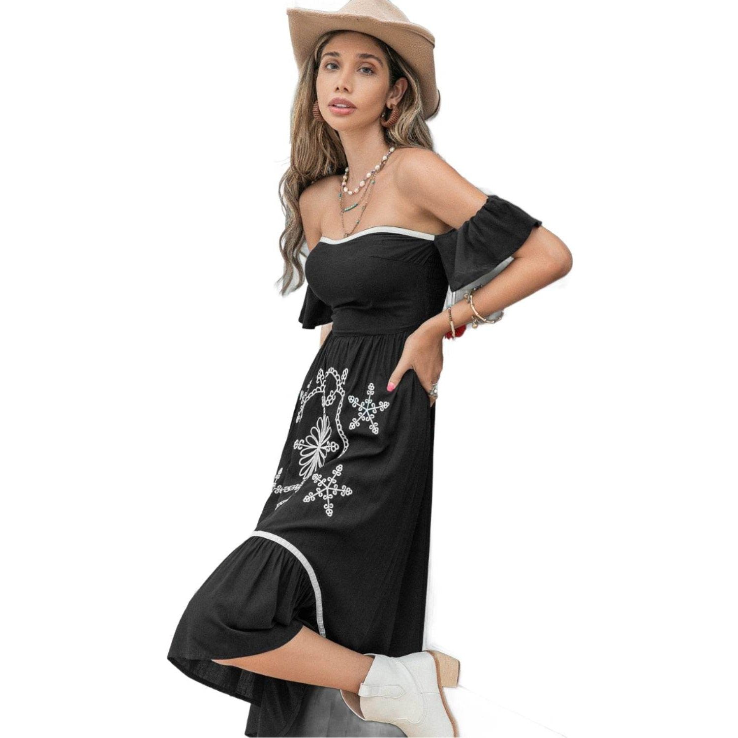 High-Low Off-Shoulder Dress - VacationGrabs