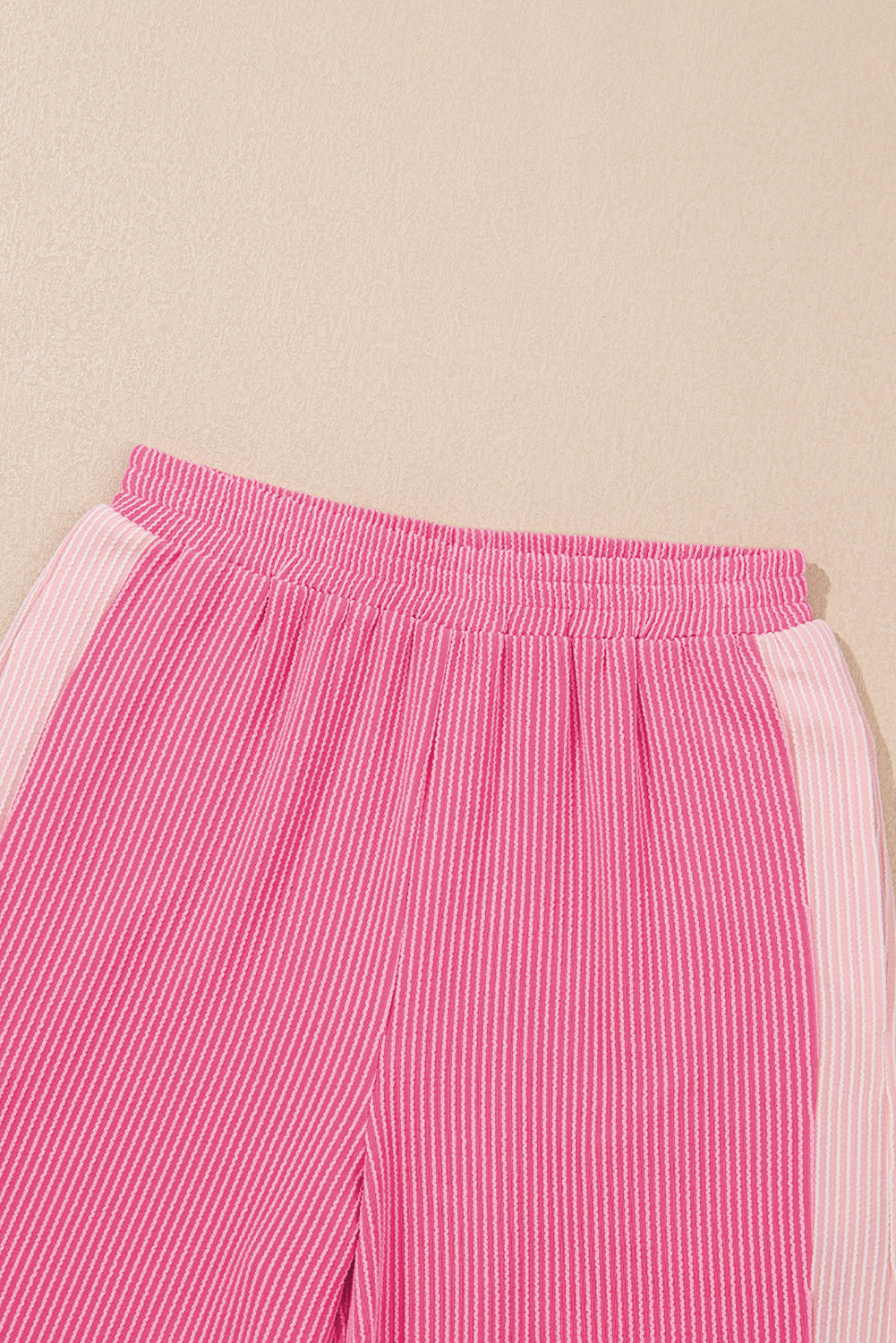 Colorblock Corded Top & High Waist Pants Set