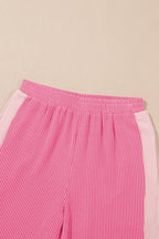 Colorblock Corded Top & High Waist Pants Set