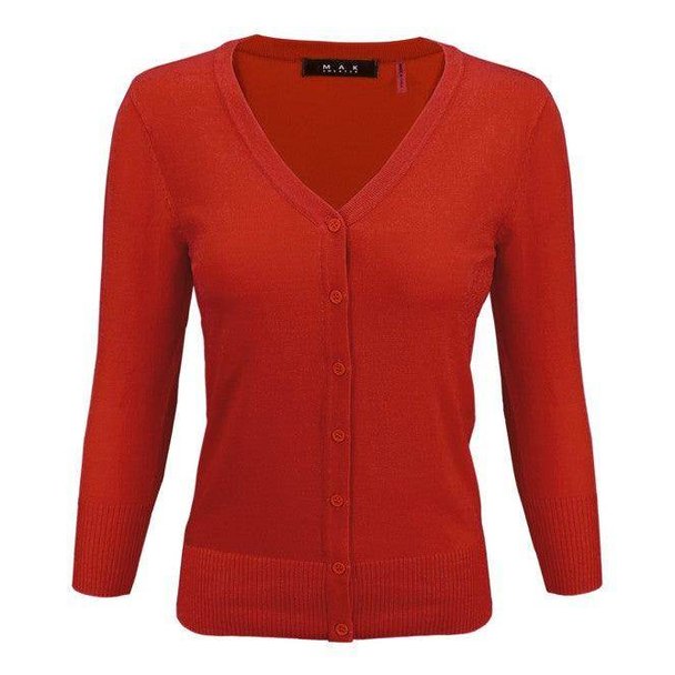 V-Neck Button Down Knit Cardigan Sweater - VacationGrabs