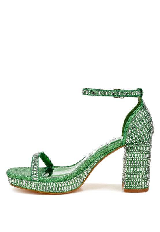 Ronan Rhinestones Embellished Block Sandals - VacationGrabs