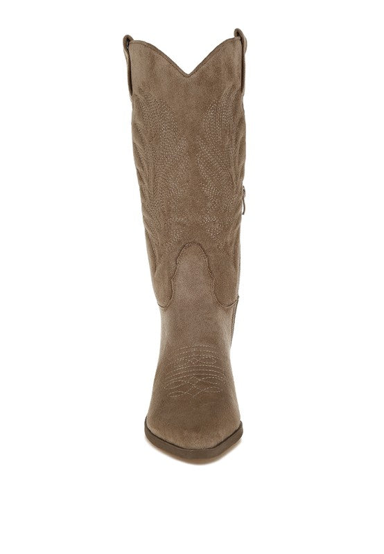 Women's Shoes - BootsRancher Microfiber Long Cowboy Boots - VacationGrabs