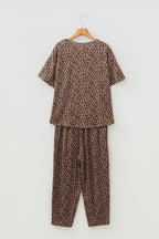 Leopard Loose Tee & Drawstring Waist Pants Set