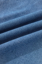Plus Size Denim Elastic Waist Ruffle Wide Leg Pants