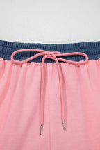 Colorblock Patchwork Varsity Stripe Drawstring Shorts