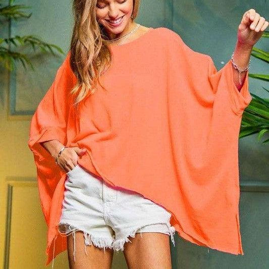 Women's Sweaters Solid Round Neck Loose Fit Kimono Sleeve Sweater