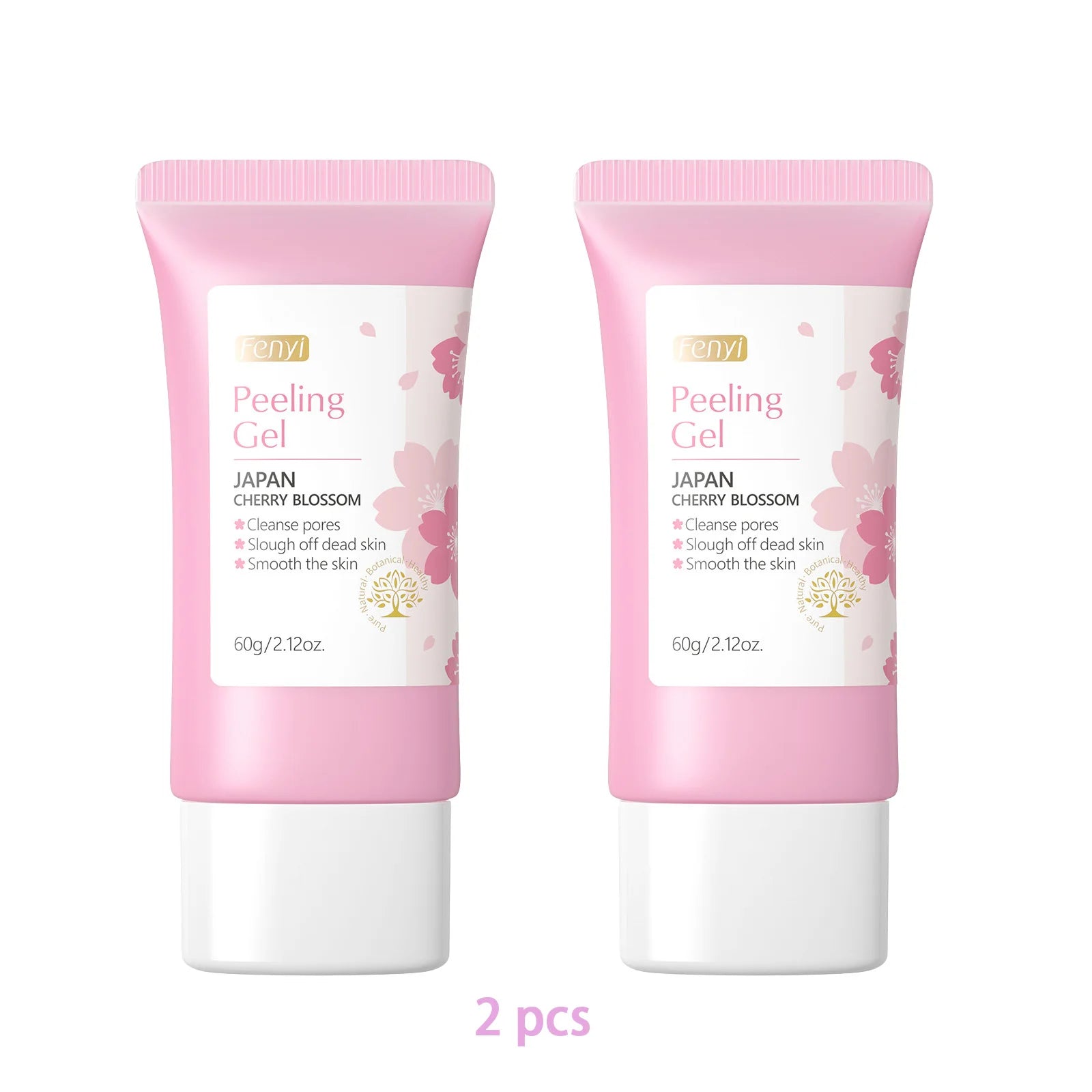 Sakura exfoliating gel for face, pink tubes for smooth skin
