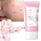 Sakura exfoliating gel for face, pink tube, cleanses and smooths skin